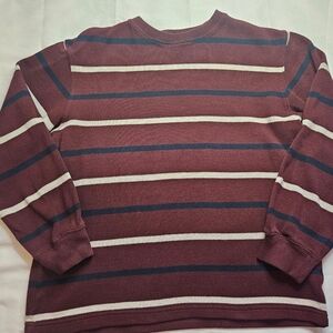 Gap Kids Burgundy Cream And Blue Long Sleeve Crewneck Shirt Size XXL